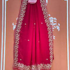PITTAN WORK PURE CHIFFON SAREE