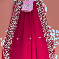 PITTAN WORK PURE CHIFFON SAREE