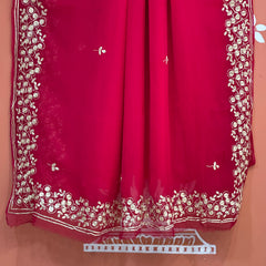 PITTAN WORK PURE CHIFFON SAREE