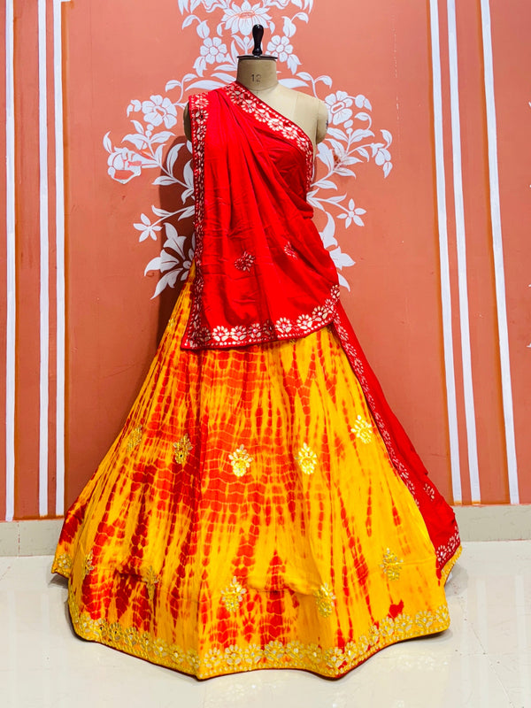 CHINON SHIBORI HANDWORK GOTA PATTI LEHENGA