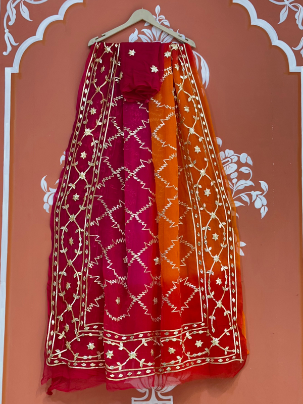 PURE CHIFFON KACHI PATTI SAREE