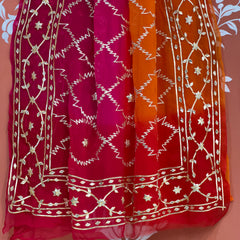 PURE CHIFFON KACHI PATTI SAREE