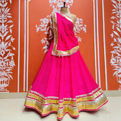 GEORGETTE GOLDEN SILVER WORK EXTRA FLARED LEHENGA