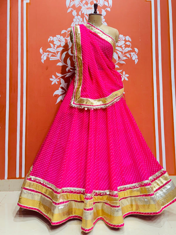 GEORGETTE GOLDEN SILVER WORK EXTRA FLARED LEHENGA
