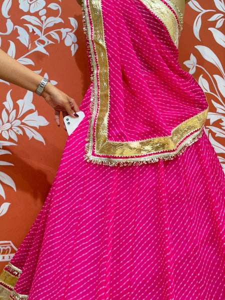 GEORGETTE GOLDEN SILVER WORK EXTRA FLARED LEHENGA