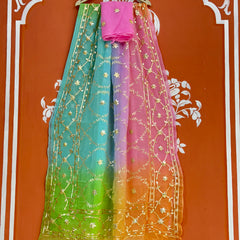 PURE CHIFFON KACHI PATTI SAREE