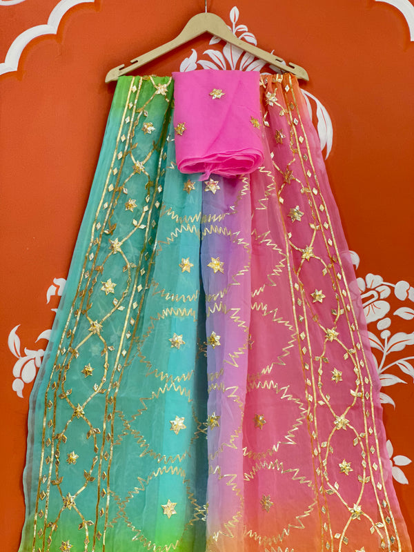 PURE CHIFFON KACHI PATTI SAREE