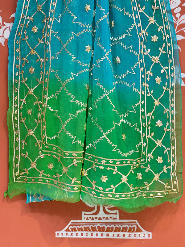 PURE CHIFFON KACHI PATTI SAREE