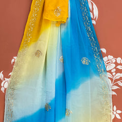 BOX DIE PURE CHIFFON MACHINE WORK SAREE