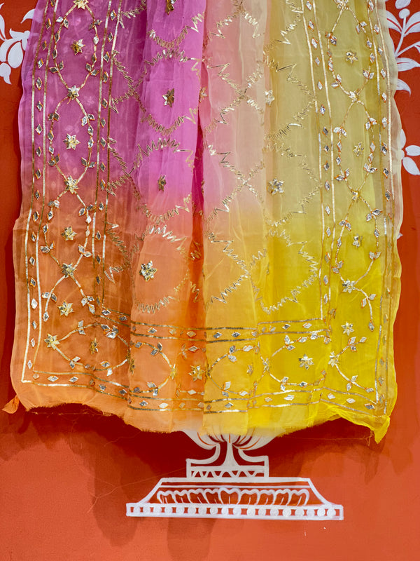 PURE CHIFFON KACHI PATTI SAREE
