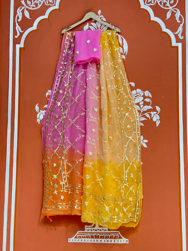 PURE CHIFFON KACHI PATTI SAREE