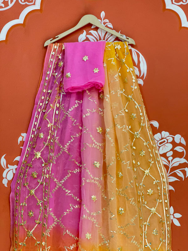 PURE CHIFFON KACHI PATTI SAREE