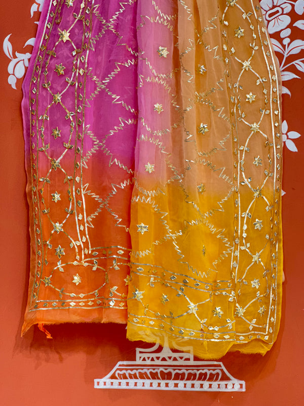 PURE CHIFFON KACHI PATTI SAREE