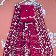 BHANDHANI PURE CHIFFON KACHI PATTI SAREE