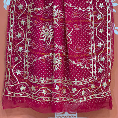 BHANDHANI PURE CHIFFON KACHI PATTI SAREE