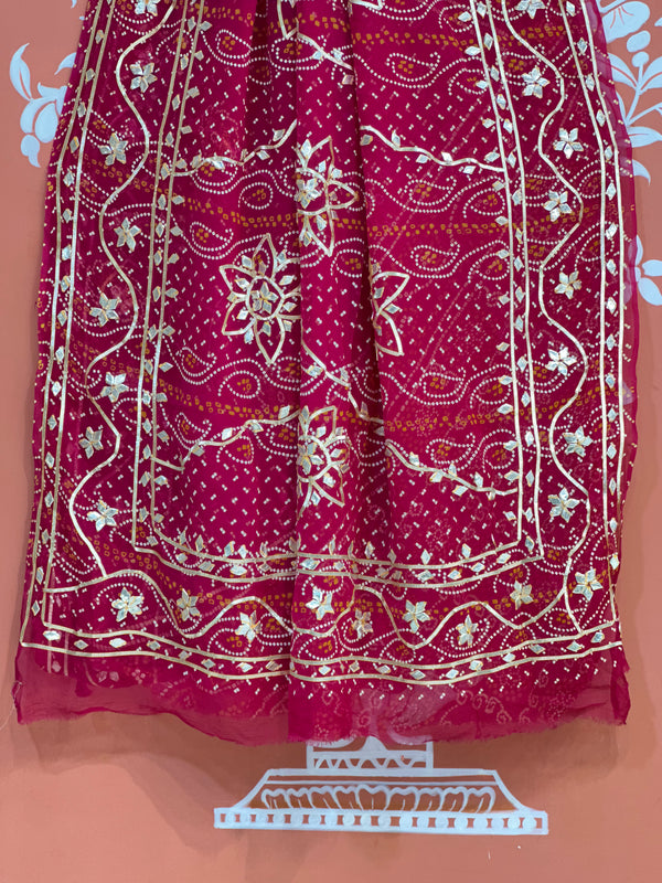 BHANDHANI PURE CHIFFON KACHI PATTI SAREE