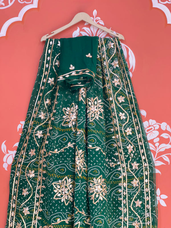 BHANDHANI PURE CHIFFON KACHI PATTI SAREE