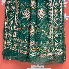 BHANDHANI PURE CHIFFON KACHI PATTI SAREE