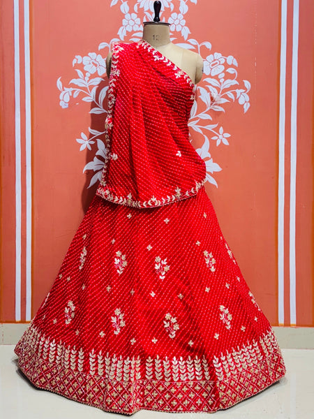 60 GM GEORGETTE LEHERIYA LEHENGA