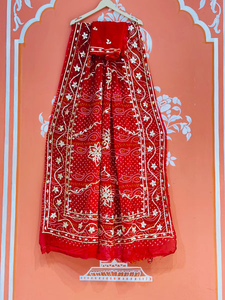 BHANDHANI PURE CHIFFON KACHI PATTI SAREE