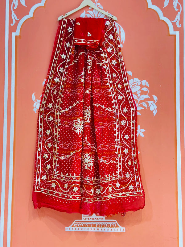 BHANDHANI PURE CHIFFON KACHI PATTI SAREE
