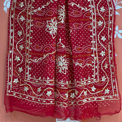 BHANDHANI PURE CHIFFON KACHI PATTI SAREE