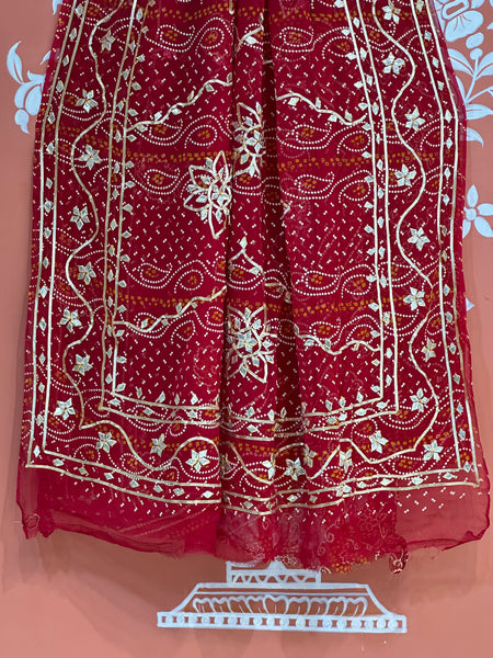BHANDHANI PURE CHIFFON KACHI PATTI SAREE
