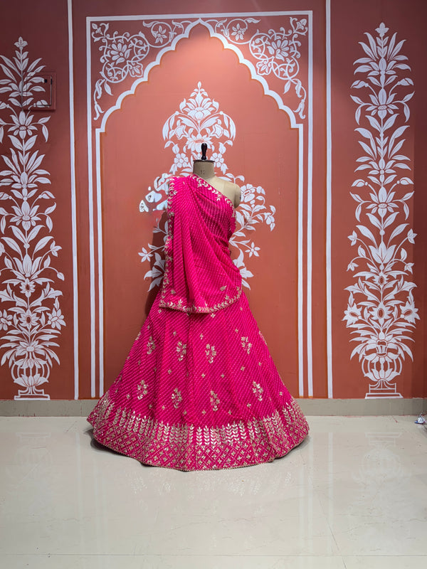 60 GM GEORGETTE LEHERIYA LEHENGA