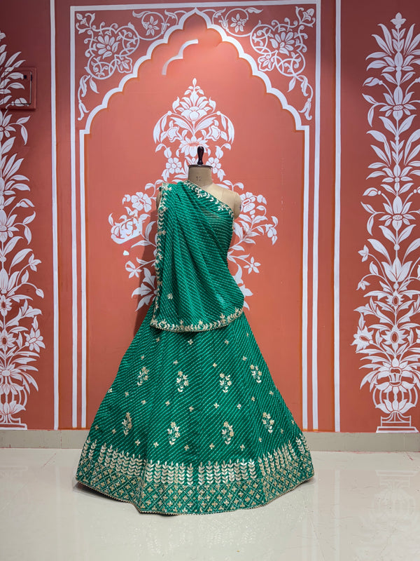 60 GM GEORGETTE LEHERIYA LEHENGA