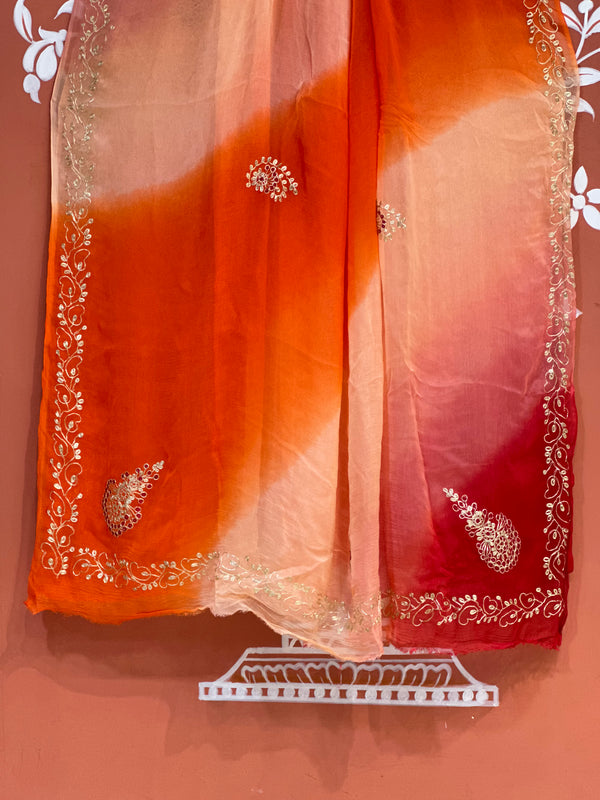 BOX DIE PURE CHIFFON MACHINE WORK SAREE