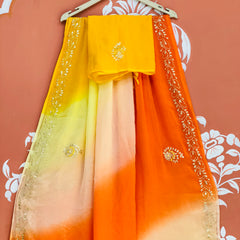 BOX DIE PURE CHIFFON MACHINE WORK SAREE