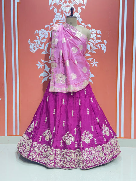 PURE UPADA SILK PURE ZARDOZI HANDWORK GOTA PATTI LEHENGA