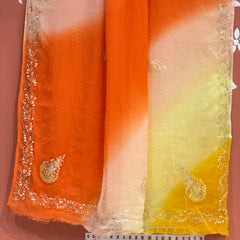 BOX DIE PURE CHIFFON MACHINE WORK SAREE
