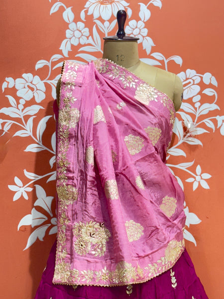 PURE UPADA SILK PURE ZARDOZI HANDWORK GOTA PATTI LEHENGA