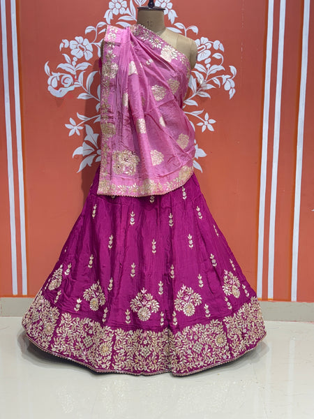 PURE UPADA SILK PURE ZARDOZI HANDWORK GOTA PATTI LEHENGA