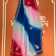 BOX DIE PURE CHIFFON MACHINE WORK SAREE
