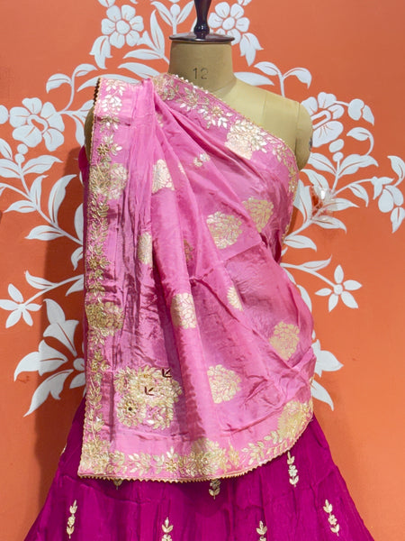 PURE UPADA SILK PURE ZARDOZI HANDWORK GOTA PATTI LEHENGA