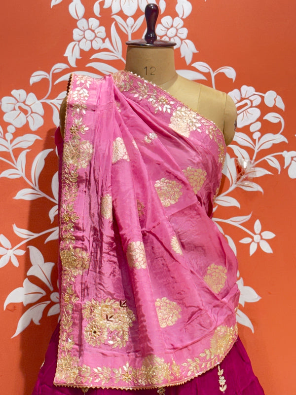 PURE UPADA SILK PURE ZARDOZI HANDWORK GOTA PATTI LEHENGA