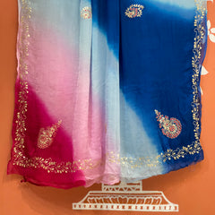 BOX DIE PURE CHIFFON MACHINE WORK SAREE