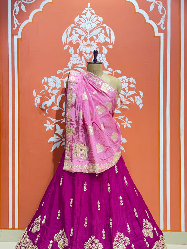 PURE UPADA SILK PURE ZARDOZI HANDWORK GOTA PATTI LEHENGA