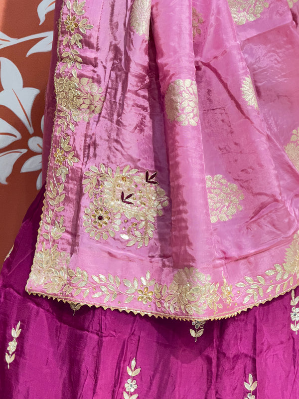 PURE UPADA SILK PURE ZARDOZI HANDWORK GOTA PATTI LEHENGA