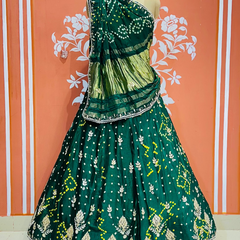 PURE GAZI SILK HANDWORK GOTA PATTI LEHENGA