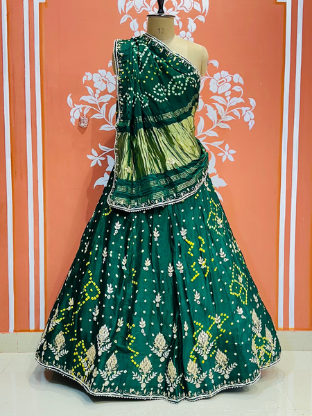 PURE GAZI SILK HANDWORK GOTA PATTI LEHENGA