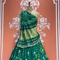 PURE GAZI SILK HANDWORK GOTA PATTI LEHENGA