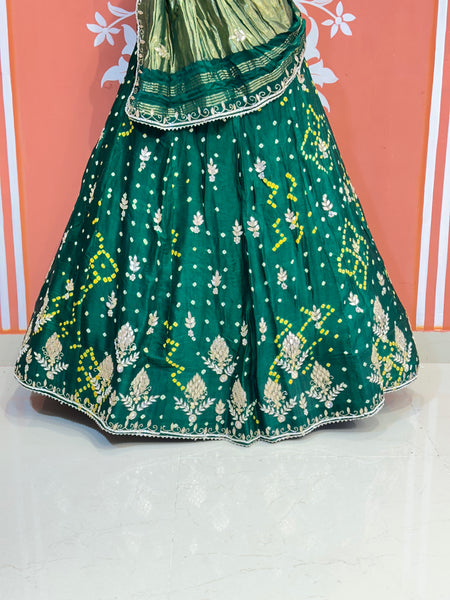 PURE GAZI SILK HANDWORK GOTA PATTI LEHENGA