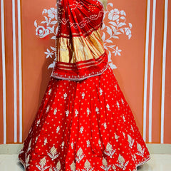 PURE GAZI SILK HANDWORK GOTA PATTI LEHENGA