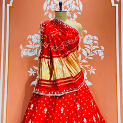 PURE GAZI SILK HANDWORK GOTA PATTI LEHENGA