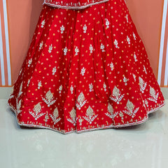 PURE GAZI SILK HANDWORK GOTA PATTI LEHENGA