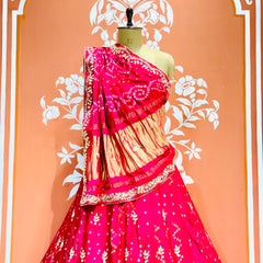 PURE GAZI SILK HANDWORK GOTA PATTI LEHENGA
