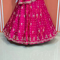 PURE GAZI SILK HANDWORK GOTA PATTI LEHENGA